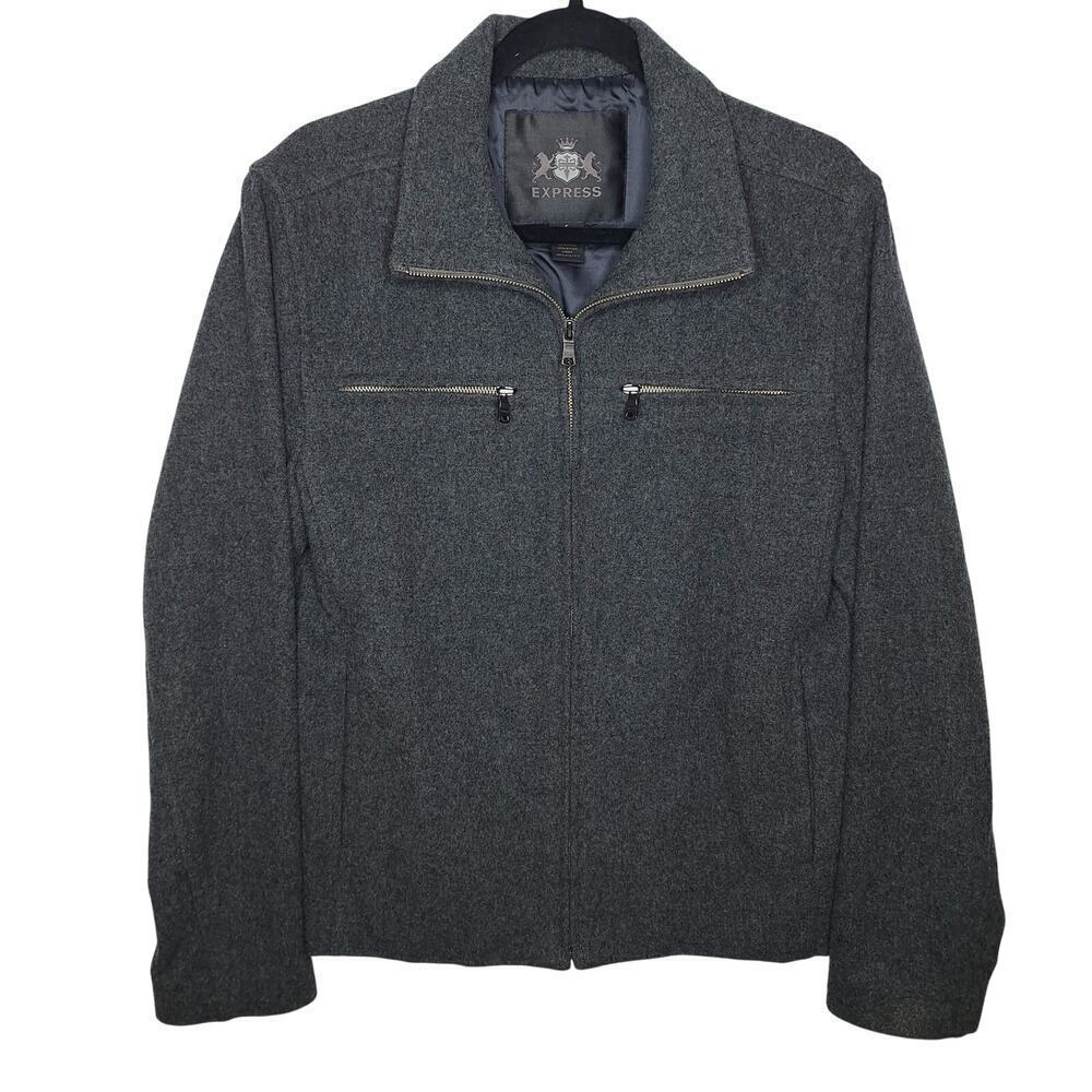 Y2K Express Ricky Jacket Collared Zip Up Men's Small Wool Boxy Punk Ska Grunge